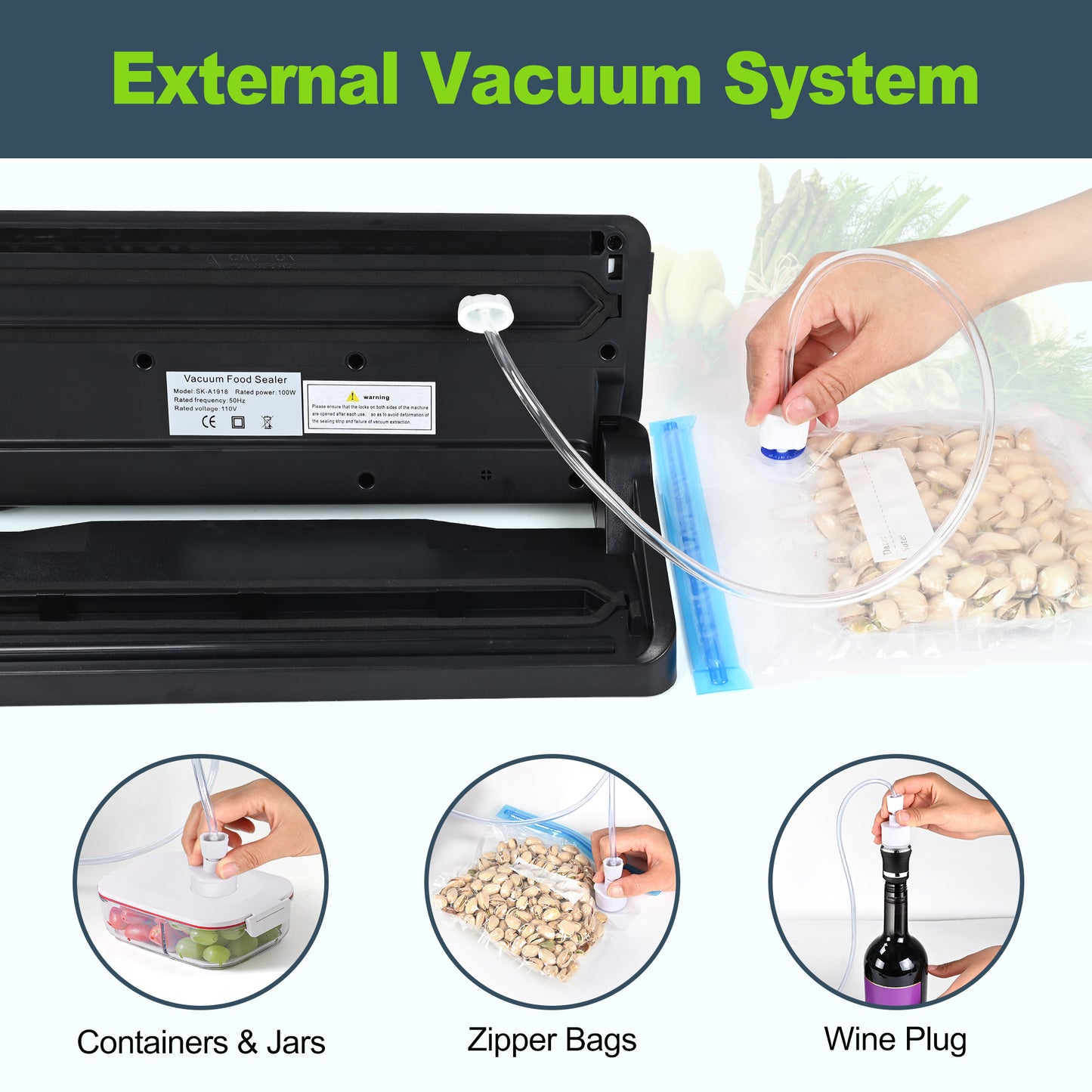 BoxLegend Vacuum Sealer Machine, Automatic Food Sealer Machine, Easy to Clean, Dry & Moist Food Modes, Black