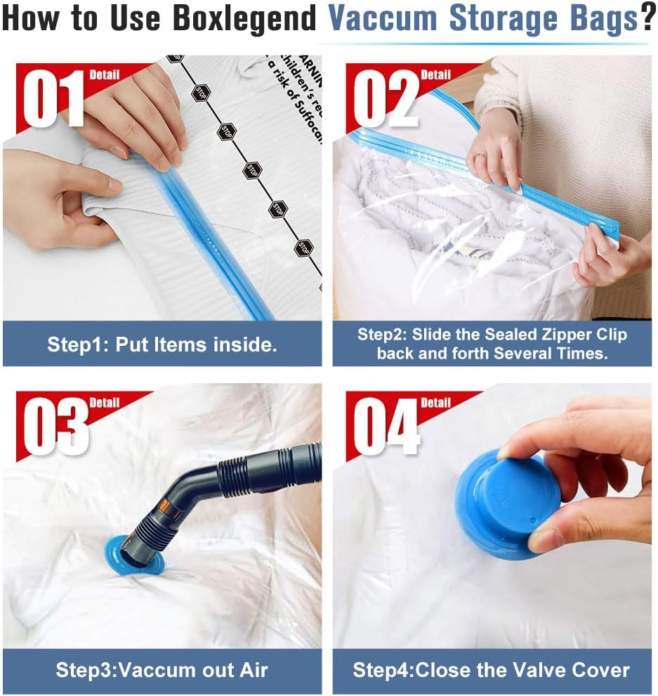 BoxLegend Vacuum Storage Bags with Large Hand Pump 24 Combo / 30 Combo