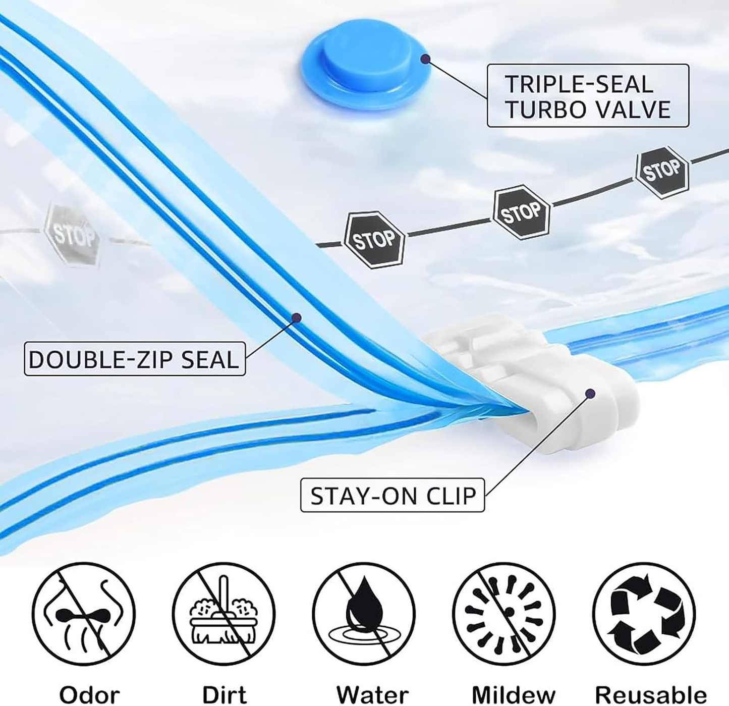 BoxLegend 10 Pack Vacuum Storage Bags for Clothes 5 Jumbo&5 Large Space Saver Compression Bags with a Hand Pump