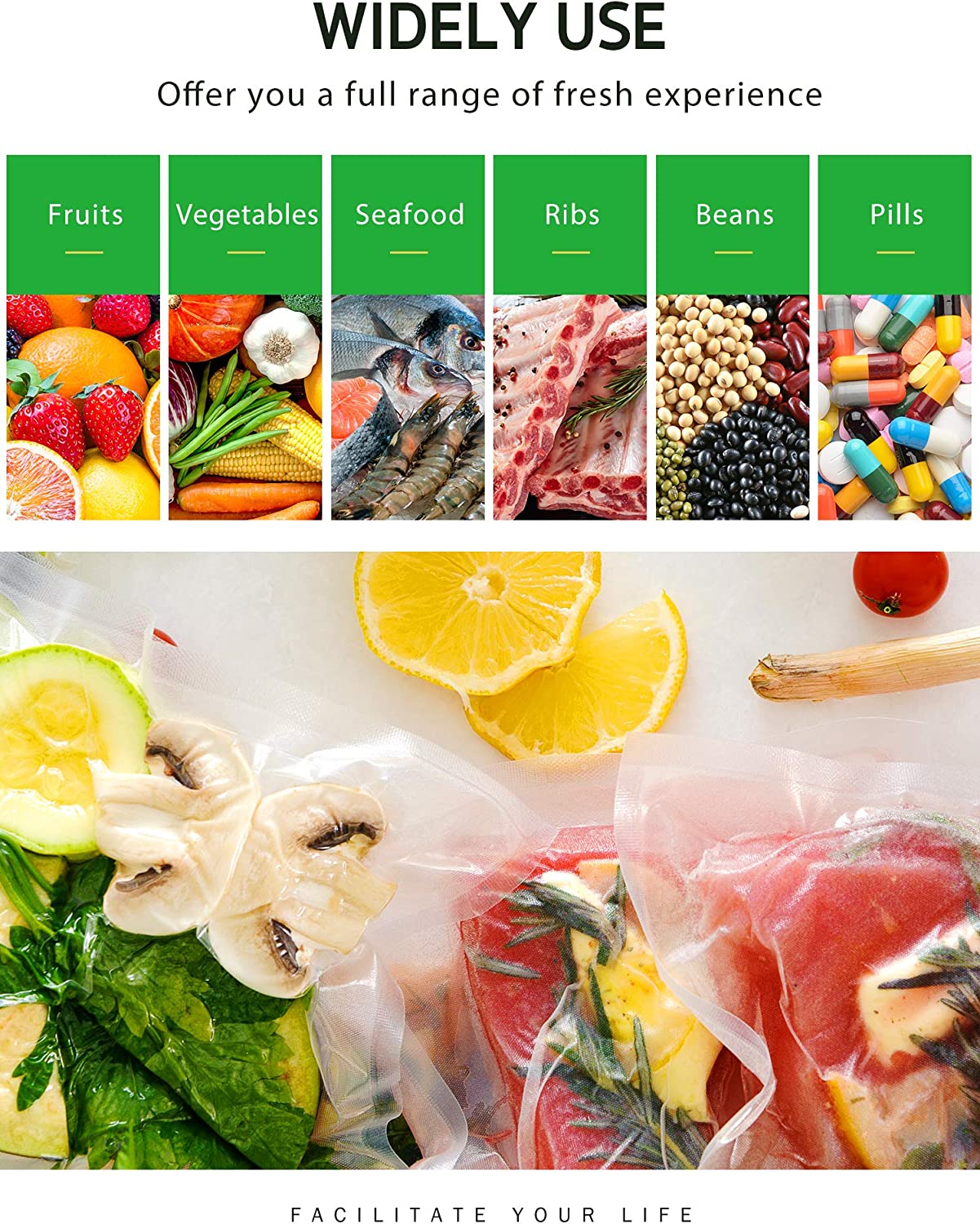 BoxLegend Vacuum Food Storage Bags 2 pack 11"x50' vacuum sealer rolls