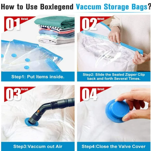BoxLegend Vacuum Storage Bags with Hand Pump 8 Jumbo 31.5’’x39.37’'
