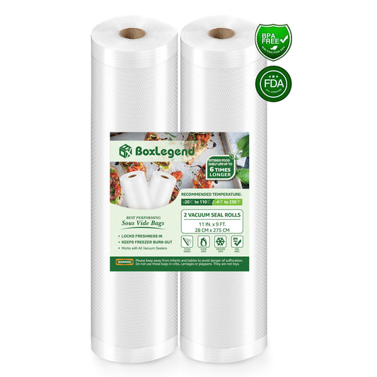 2 Pack 11" x 9' Vacuum Sealer Bags for Food Saver, Freezer Safe Vacuum Seal Bags Rolls Food Storage Bags