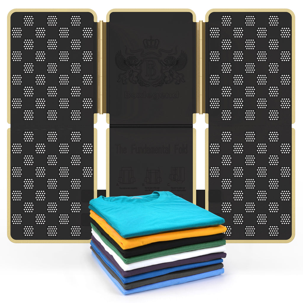BoxLegend Shirt Folder - V7 Clothes Folding Board Fast Fold Laundry Tool for  Clothing, Durable Foldable Organizer, Black (Kids & Adult Sizes)