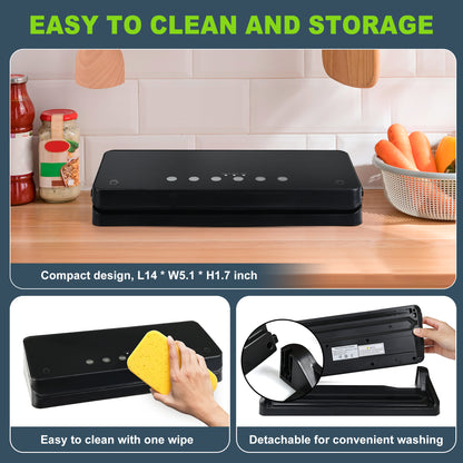 BoxLegend Vacuum Sealer Machine, Automatic Food Sealer Machine, Easy to Clean, Dry & Moist Food Modes, Black