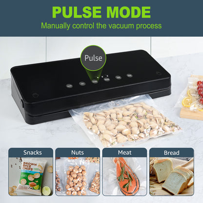 BoxLegend Vacuum Sealer Machine, Automatic Food Sealer Machine, Easy to Clean, Dry & Moist Food Modes, Black