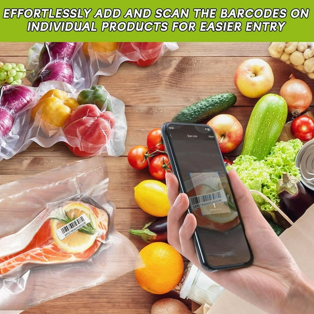 BoxLegend Vacuum Sealer Bags with Food Management APP 11’’x 50’ (2 Pack), Food Saver Bags Rolls with Barcodes for Food Tracking