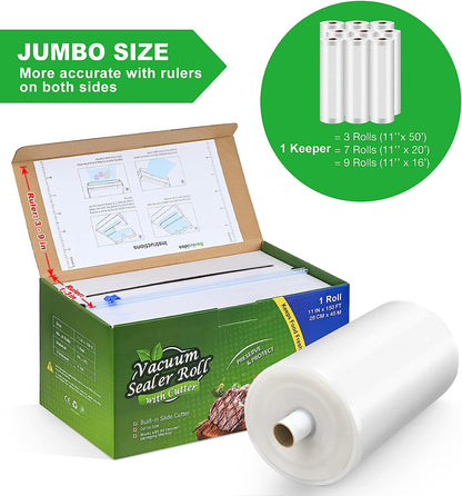 Vacuum Sealer Bags Food Vacuum Seal Bags Roll Keeper with Cutter Dispenser Disposable Storage Bags