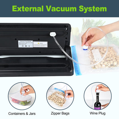 BoxLegend Vacuum Sealer Machine, Automatic Food Sealer Machine, Easy to Clean, Dry & Moist Food Modes, Black