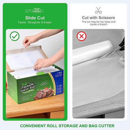 Vacuum Sealer Bags Food Vacuum Seal Bags Roll Keeper with Cutter Dispenser Disposable Storage Bags