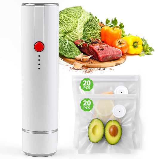 BoxLegend Handheld Vacuum Sealer with 40 Reusable Vacuum Bags,Compact Food Sealing Machine,Portable Vacuum Sealer