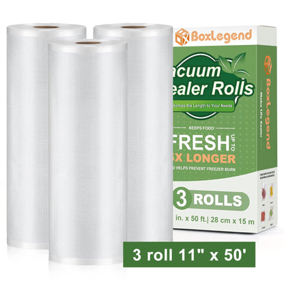 3 Rolls 11''x50'Food Saver Vacuum Sealer Bags Rolls,Seal a Meal Bags, Food Saver Bags Rolls Food Storage Bags