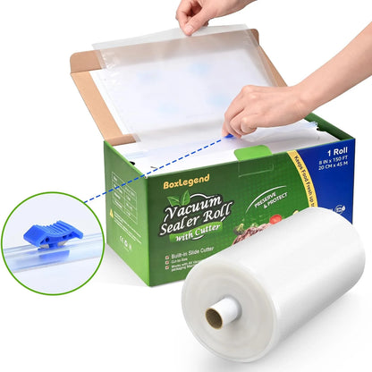 Vacuum Sealer Bags Food Vacuum Seal Bags Roll Keeper with Cutter Dispenser Disposable Storage Bags