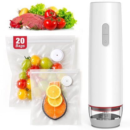 Compact Vacuum Sealer for Food (Powerful Handheld Vacuum Sealer Machine + 20 Reusable Vacuum Bags)