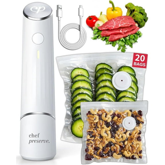 Handheld Vacuum Sealer for Food (Vacuum Sealer Machine + 30 Reusable Vacuum Bags)
