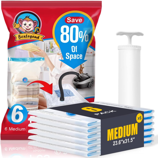 BoxLegend Vacuum Storage Bags with Hand Pump (6M / 6L)