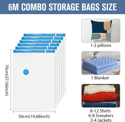 BoxLegend Vacuum Storage Bags with Hand Pump (6M / 6L)