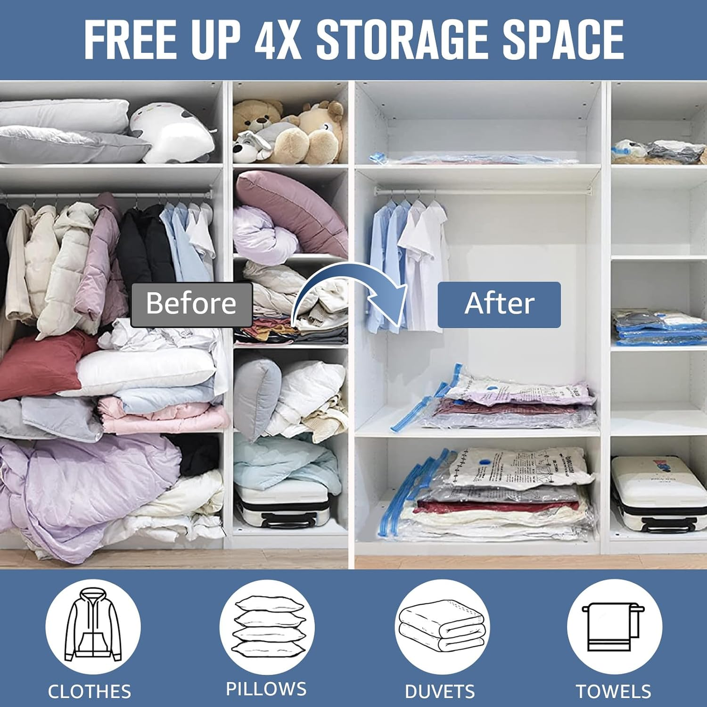 BoxLegend Vacuum Storage Bags with Large Hand Pump 24 Combo / 30 Combo