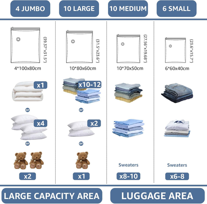 BoxLegend Vacuum Storage Bags with Large Hand Pump 24 Combo / 30 Combo