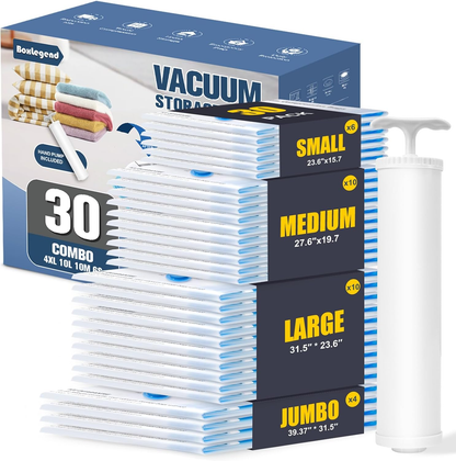 BoxLegend Vacuum Storage Bags with Large Hand Pump 24 Combo / 30 Combo