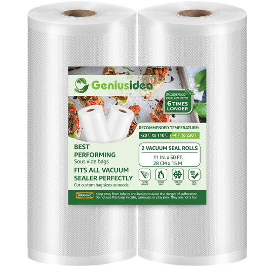 BoxLegend Vacuum Food Storage Bags 2 pack 11"x50' vacuum sealer rolls