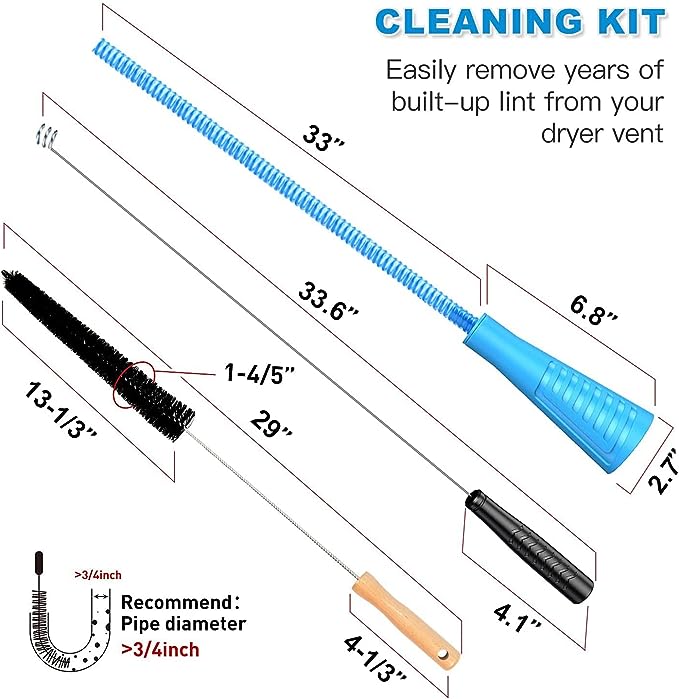 Mountain Trades Dryer Vent Cleaner Kit Vacuum Attachment and Dryer Vent  Brush 