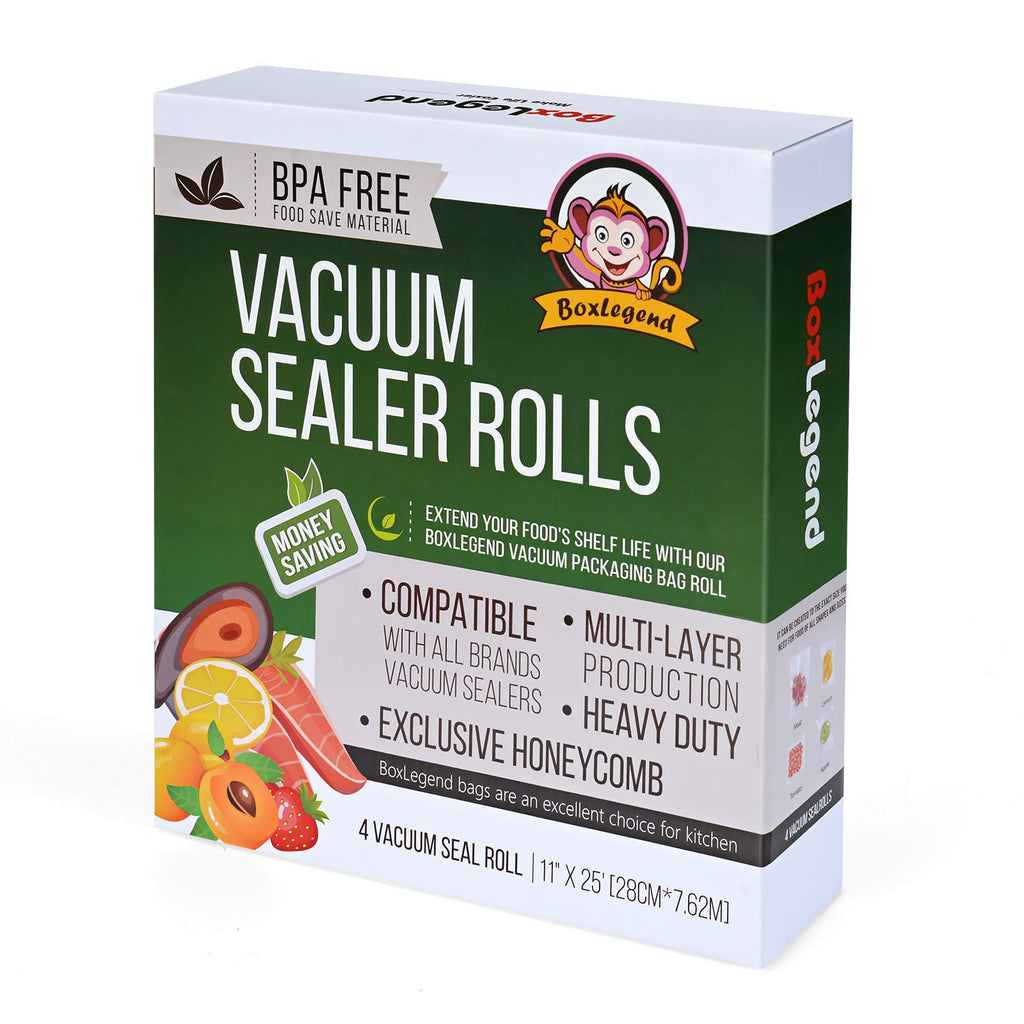 11 x 150' Vacuum Sealer Bags Food Vacuum Seal Bags Roll Keeper with C –  BoxLegend