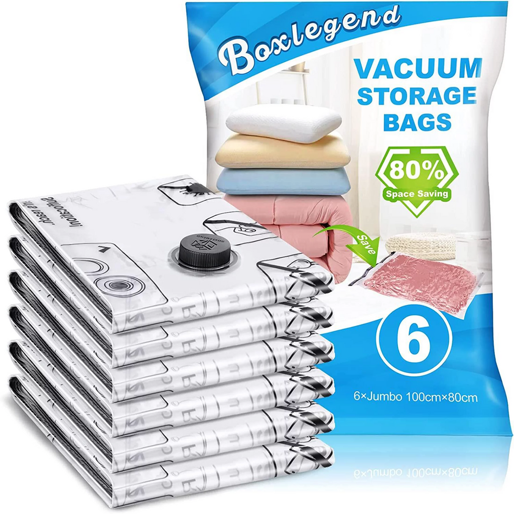 6 Pack Vacuum Storage Bags, Space Saver Bags (6 Large) Compression for  Comforters and Blankets, Sealer Clothes Storage 