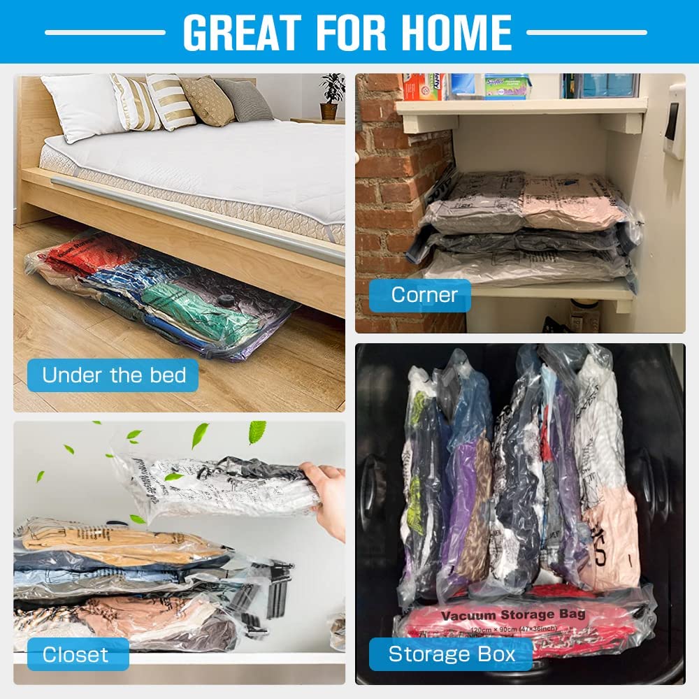 Vacuum Storage Bags,Extra Large Sealer Bag Space Saver,Closet Organizers  for Bedding,Pillows,Down Jacket,Blanket Storage Bags